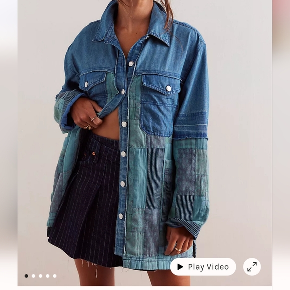 Free People We The Free Heritage Quilted Shirt Jacket Hay Tint Wash - Picture 4 of 16